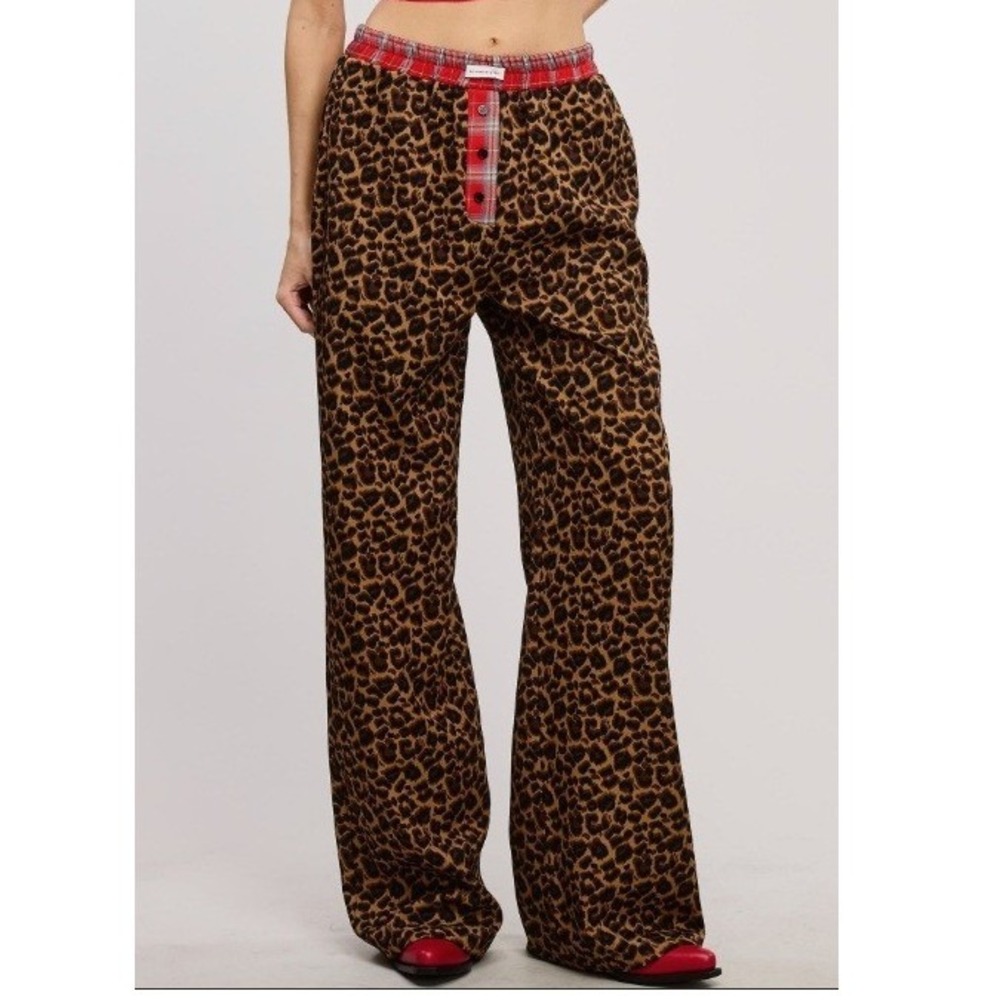 NEW Mimosa Spotted In Style Wide Leg Pants In Leopard Multi Medium